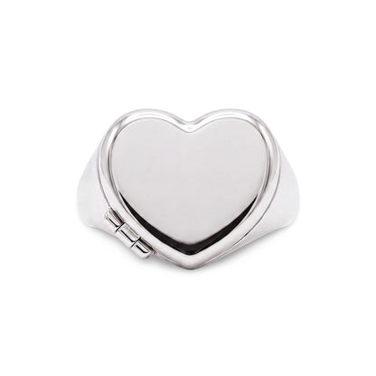 Personalized Heart Signet Locket Ring