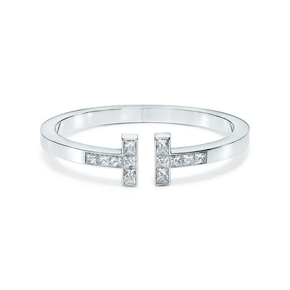 T Open Square Cubic Zirconia Bracelet