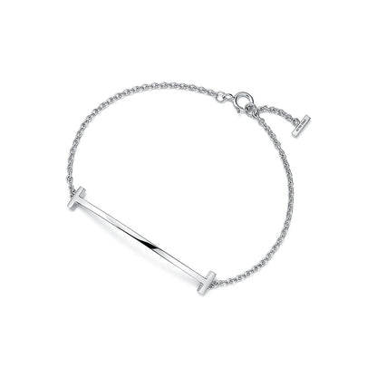 T Smile Curved Cubic Zirconia Bracelet