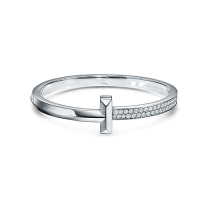 T1 Wide Hinged Cubic Zirconia Bracelet