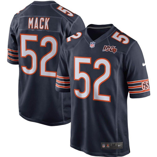 Men's Chicago Bears Khalil Mack Navy 100th Season Game Jersey