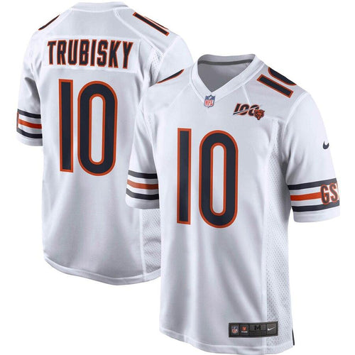 Men's Chicago Bears Mitchell Trubisky White 100th Season Game Jersey