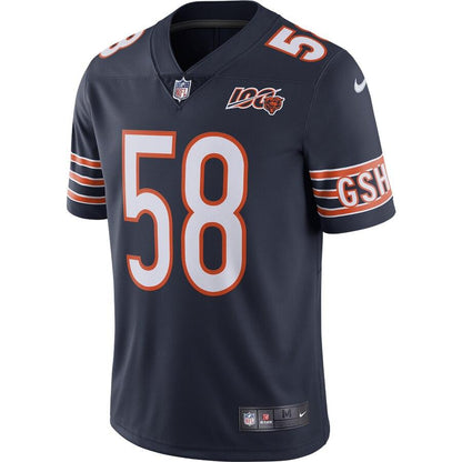 Men's Chicago Bears Roquan Smith Navy NFL 100th Season Limited Jersey