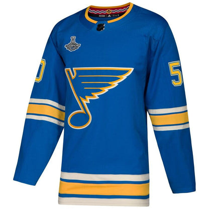 Jordan Binnington St. Louis Blues Blue 2019 Stanley Cup Champions Alternate Authentic Player Jersey
