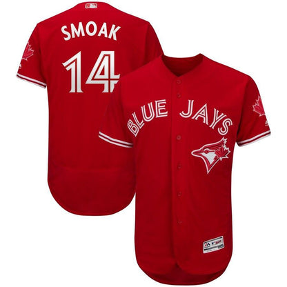 Justin Smoak Toronto Blue Jays Red Fashion Canada Day Player Flex Base Jersey