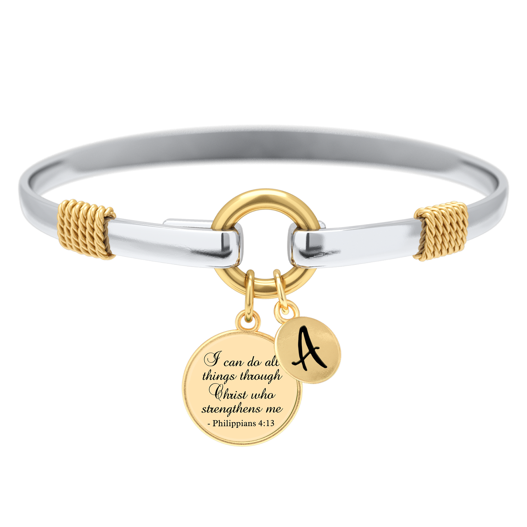 All Things Through Christ Two-Tone Custom Charm Bracelet