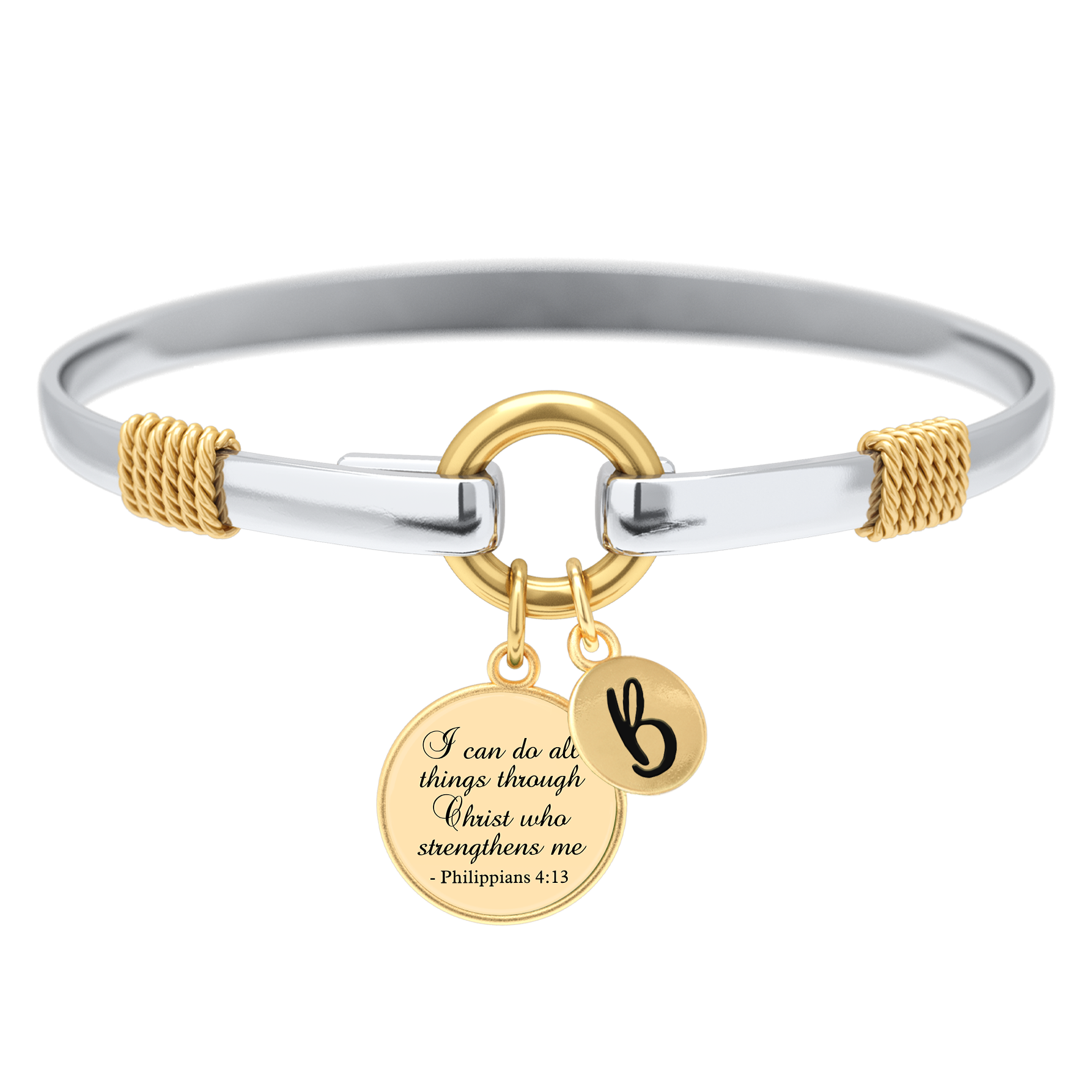 All Things Through Christ Two-Tone Custom Charm Bracelet
