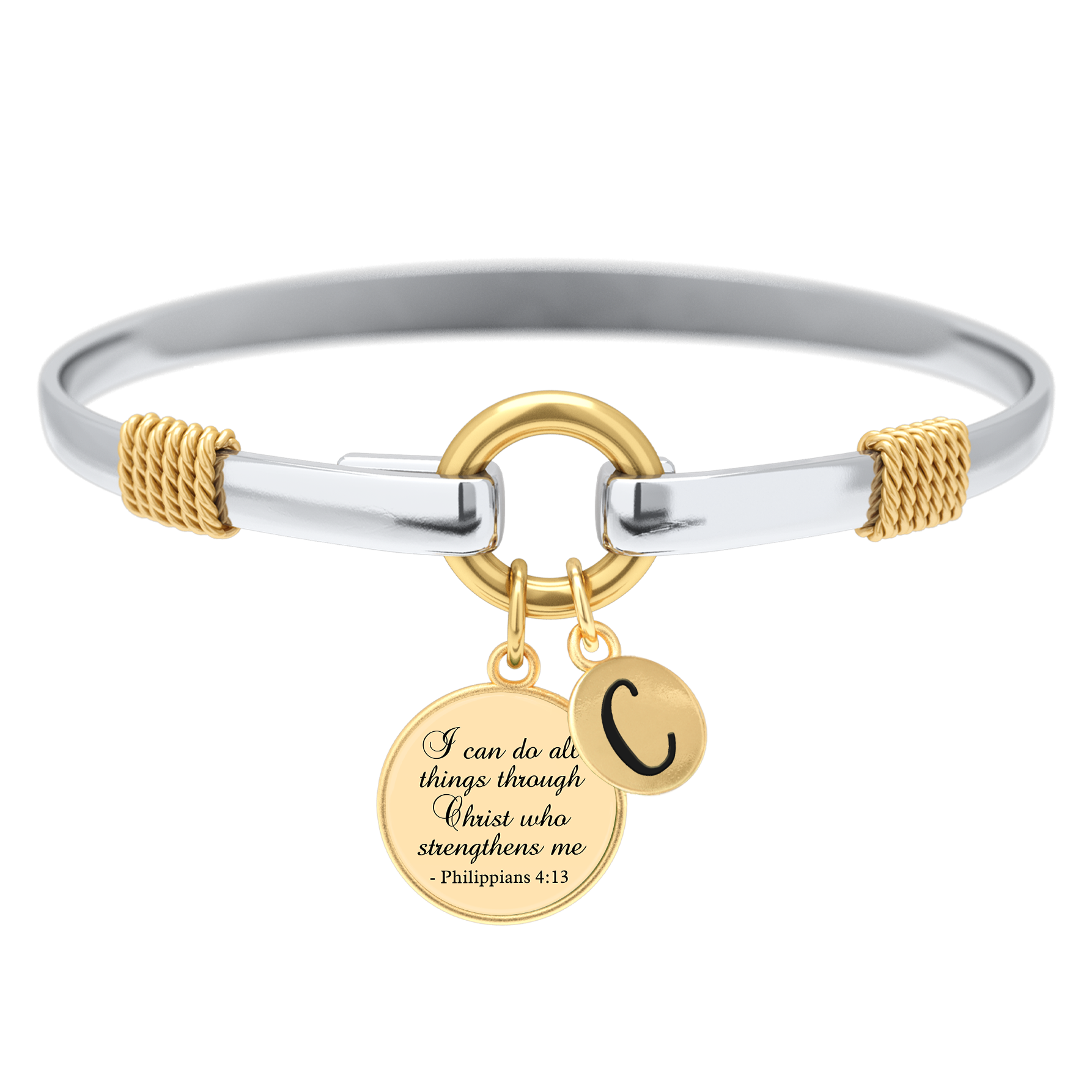 All Things Through Christ Two-Tone Custom Charm Bracelet