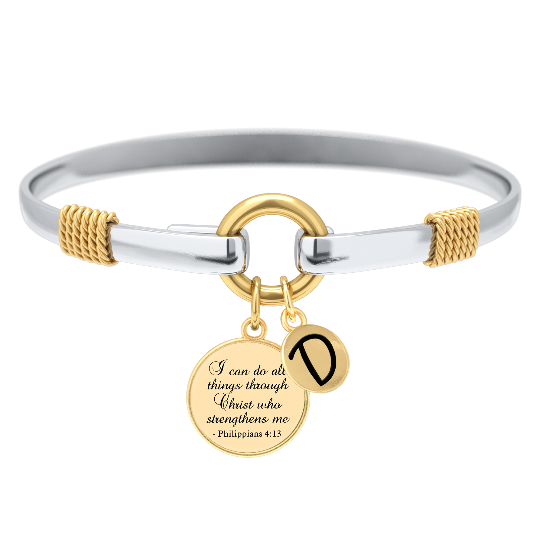 All Things Through Christ Two-Tone Custom Charm Bracelet
