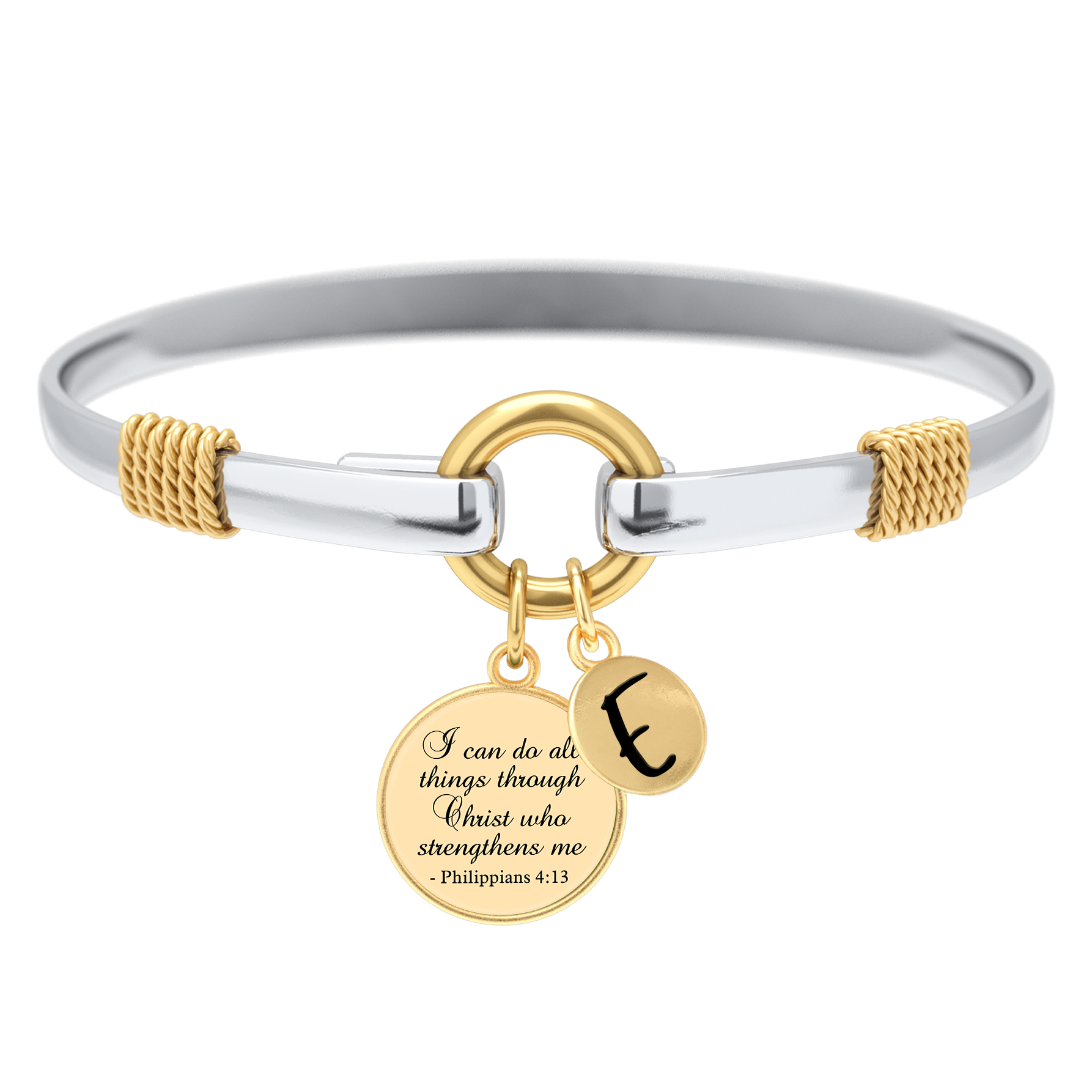 All Things Through Christ Two-Tone Custom Charm Bracelet