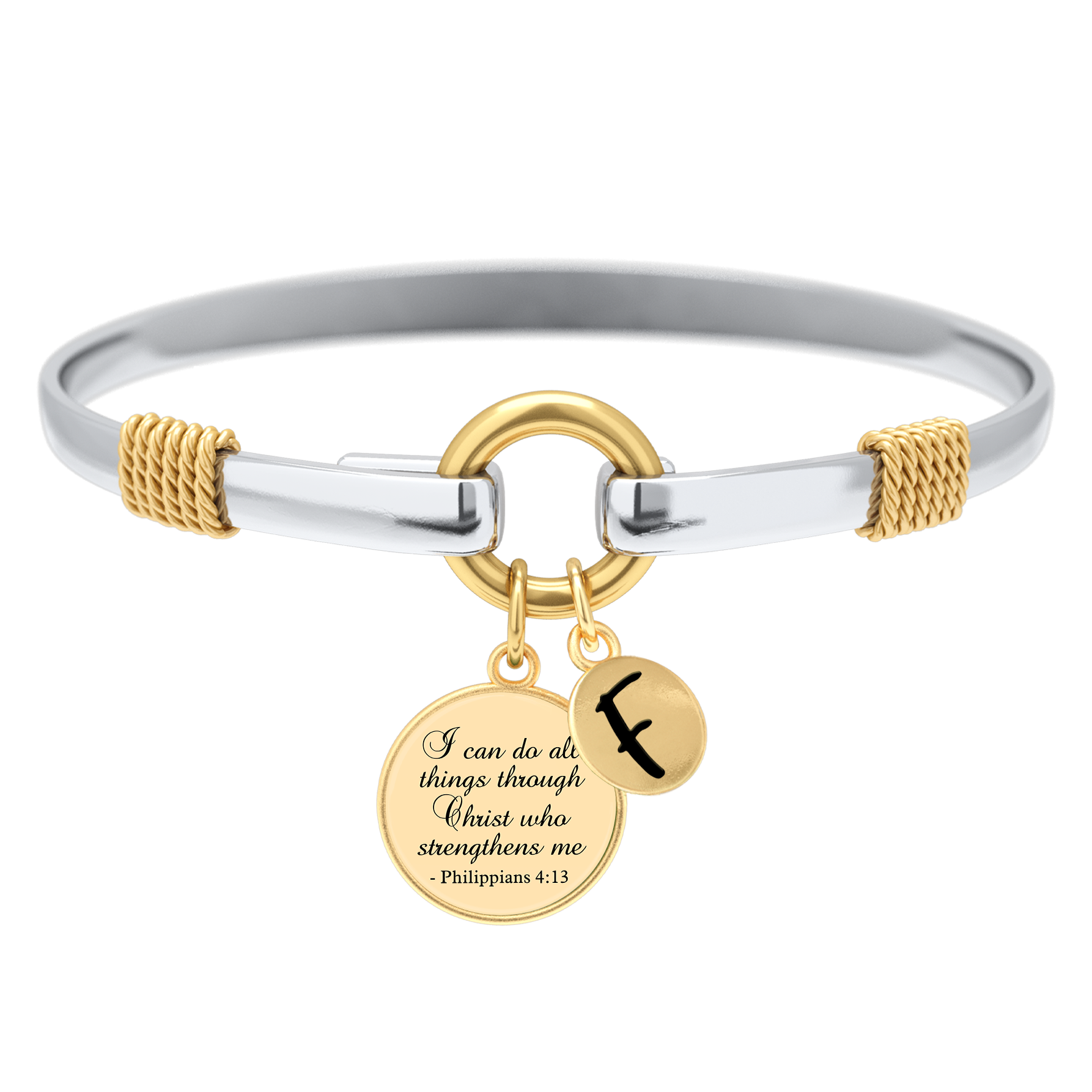 All Things Through Christ Two-Tone Custom Charm Bracelet