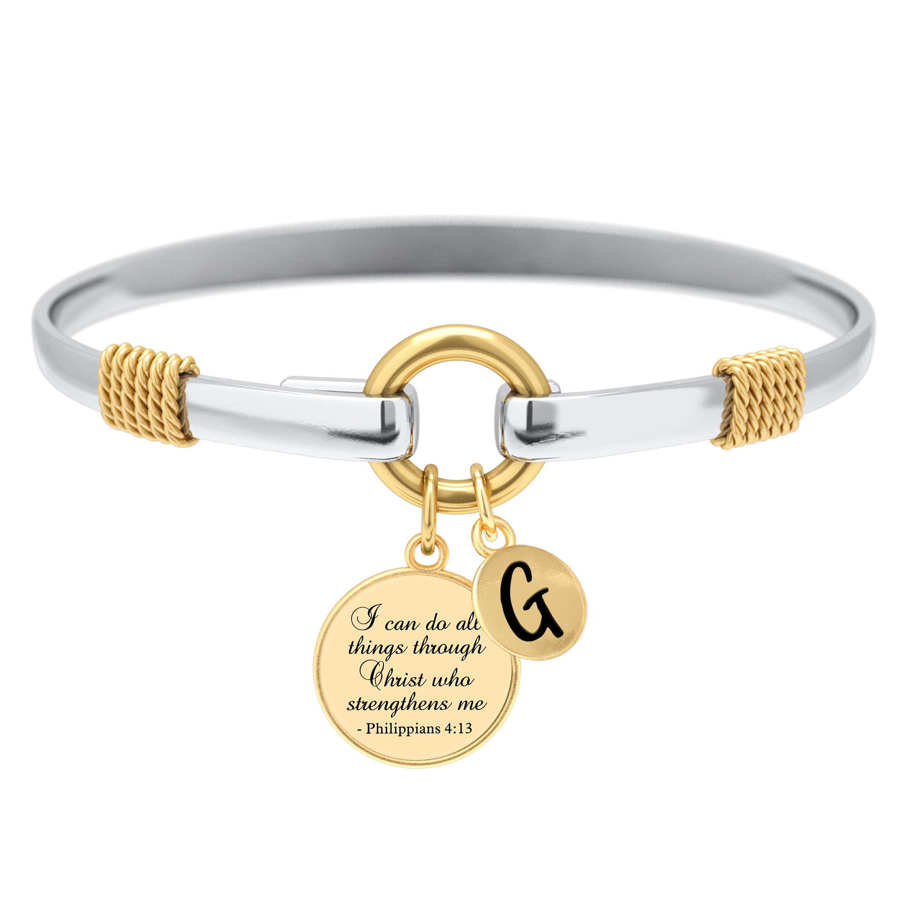 All Things Through Christ Two-Tone Custom Charm Bracelet