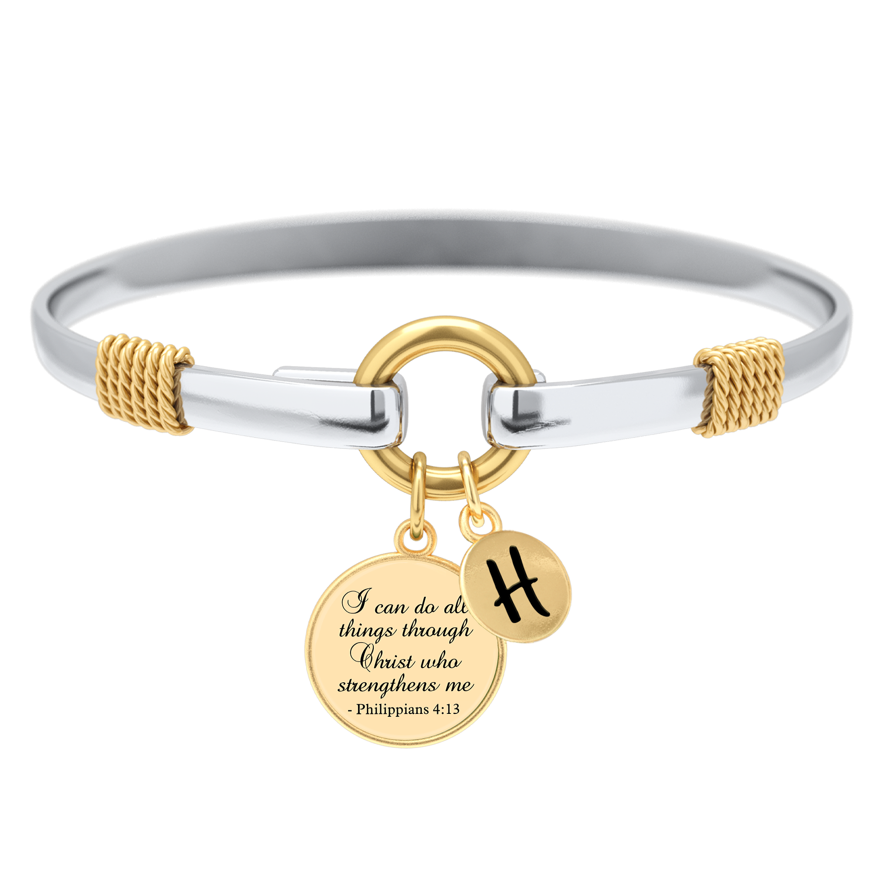 All Things Through Christ Two-Tone Custom Charm Bracelet
