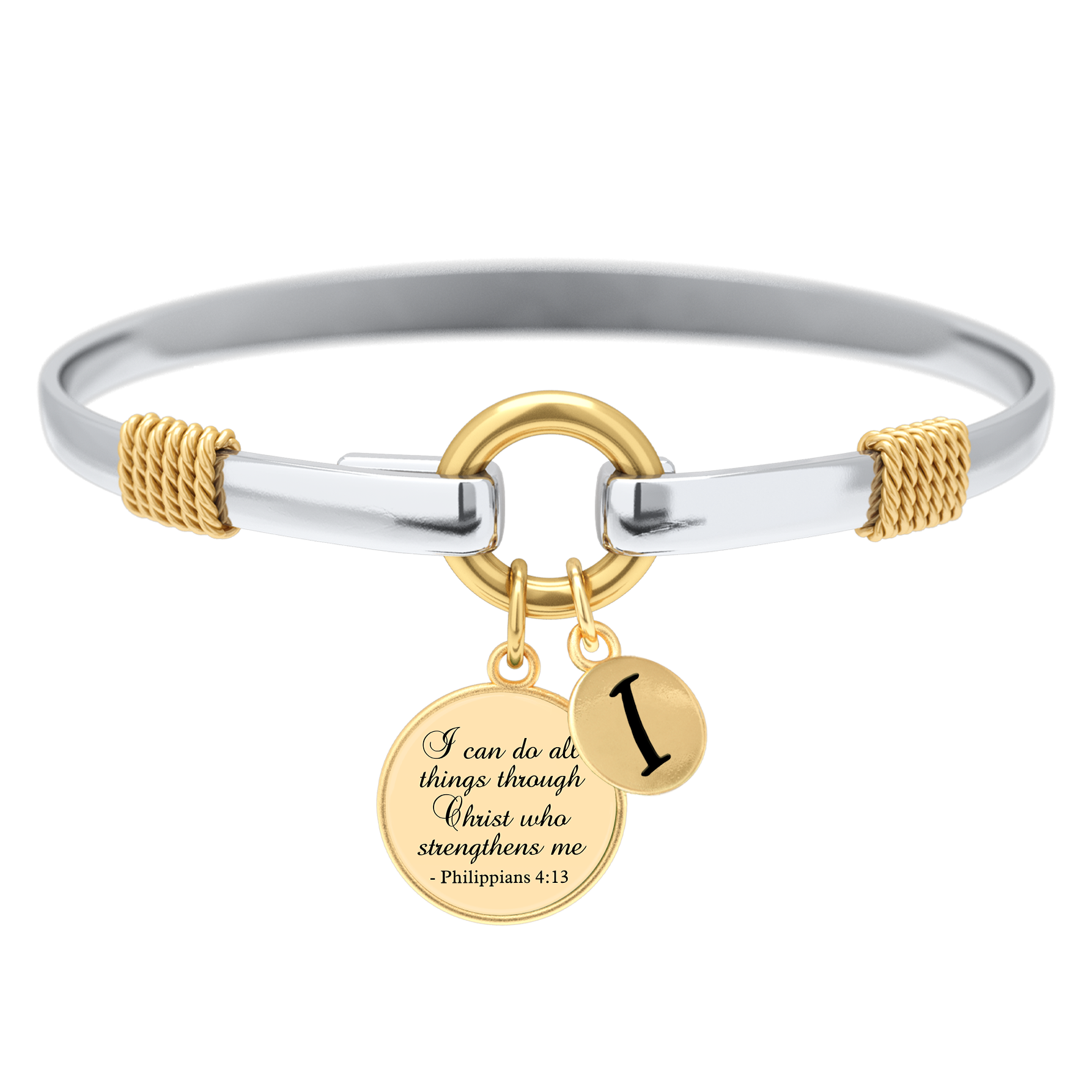 All Things Through Christ Two-Tone Custom Charm Bracelet