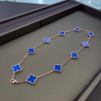 Vintage Alhambra Blue Lapis 10 Motifs Pendant Necklace