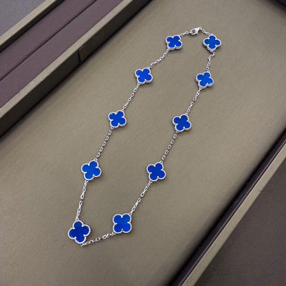 Vintage Alhambra Blue Lapis 10 Motifs Pendant Necklace