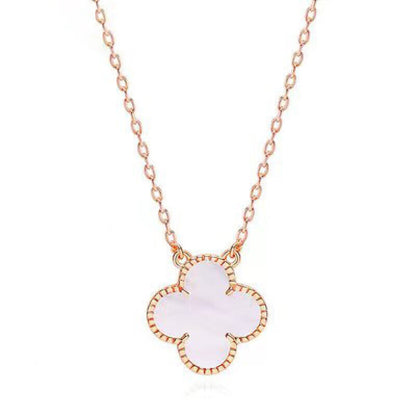 Vintage Alhambra Pink Mother of Pearl Pendant Necklace