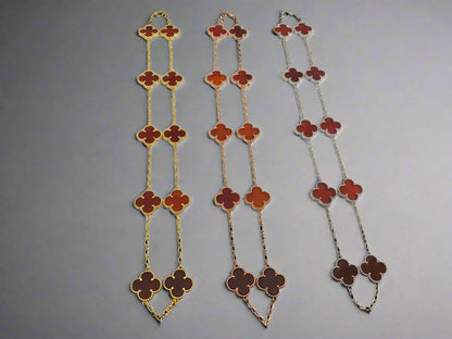 Vintage Alhambra Red Carnelian 10 Motifs Pendant Necklace