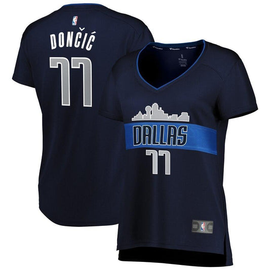 Luka Doncic Dallas Mavericks Women's Fast Break Replica Jersey - Statement Edition – Navy